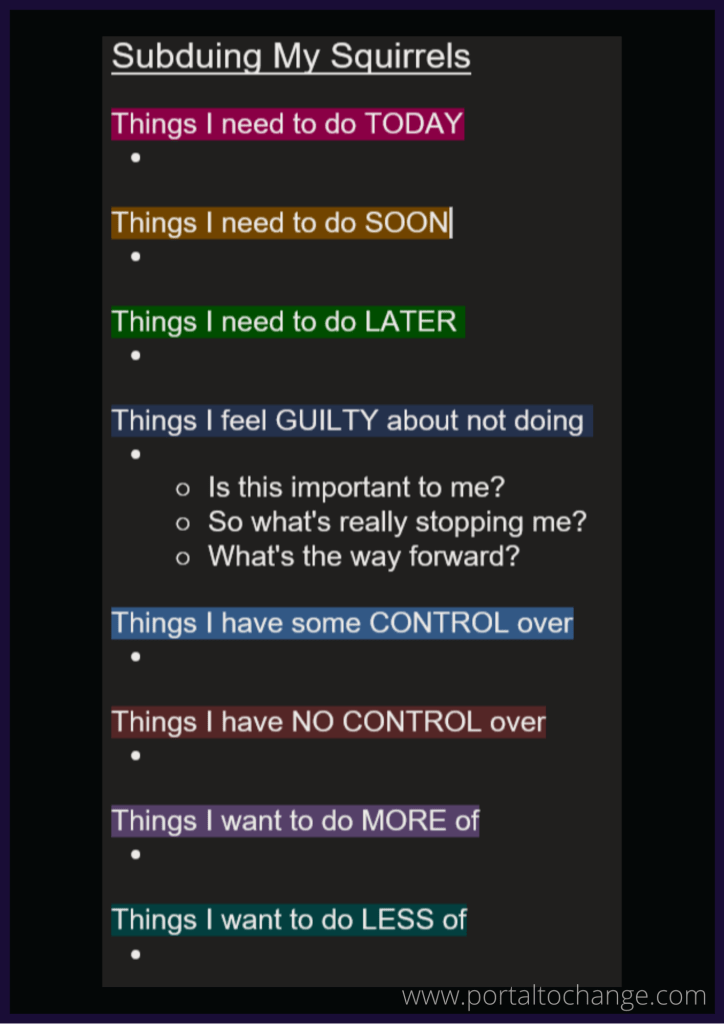 "Subduing My Squirrels"  technique summary
